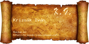Krizsák Iván névjegykártya